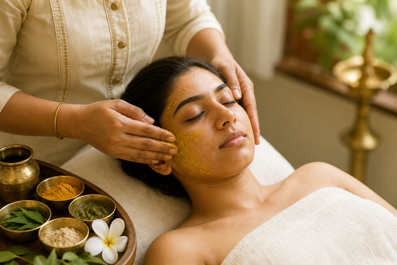 Ayurvedic herbal face paste for acne care