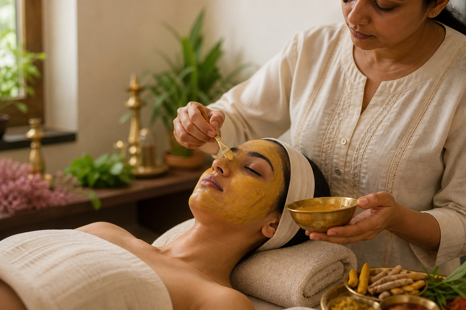 Ayurvedic sandalwood and turmeric mask for pigmentation