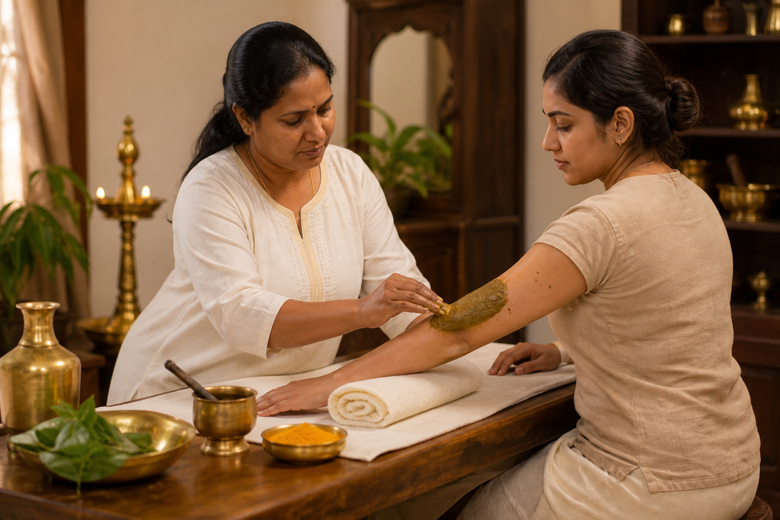 Ayurvedic herbal paste applied for psoriasis care